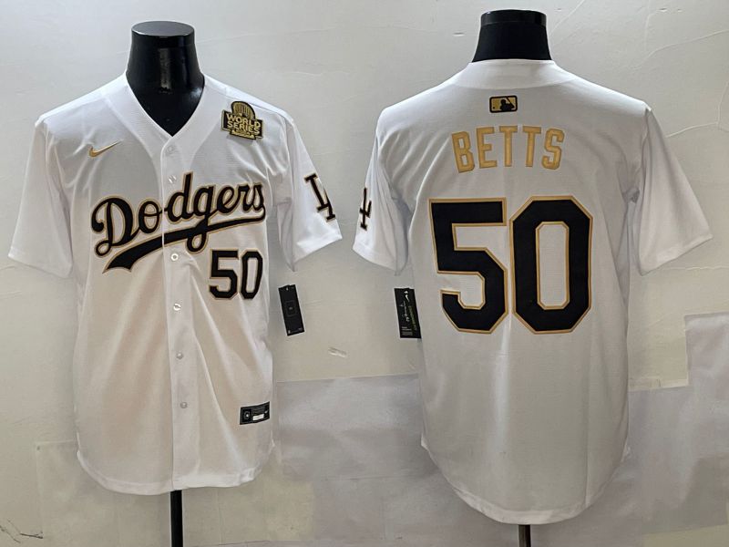 Men Los Angeles Dodgers #50 Betts White Black Game Nike 2025 MLB Jersey style 8->los angeles dodgers->MLB Jersey